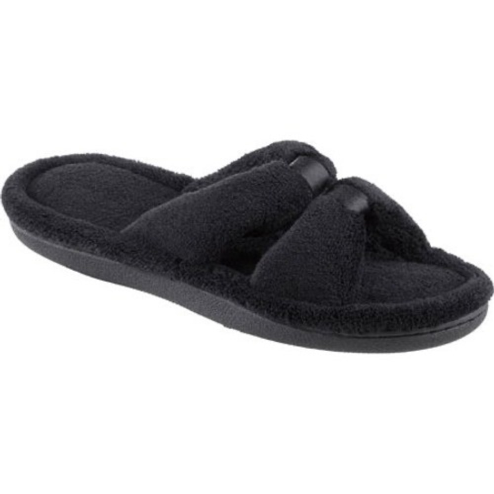 Isotoner Signature Women's Micro Terry‎ X-Slide Slippers - Black - Size 7.5-8